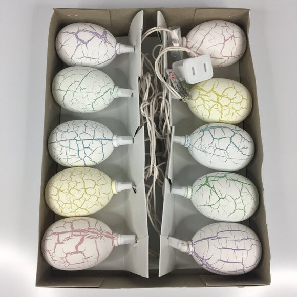 New Bunnyville Gardens USA 10 Egg Lights String Easter Spring Decor Vintage NOS - Picture 3 of 16